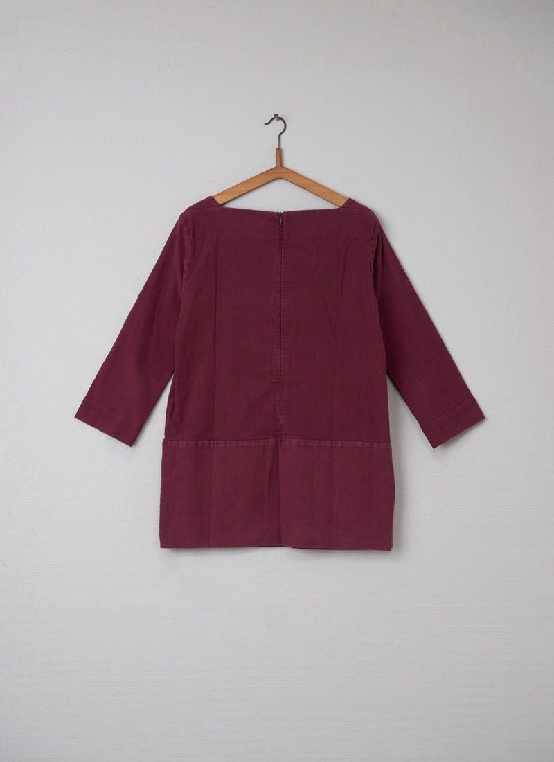 Reworn Bedford Cord Tunic Size 12 (056) | Wine