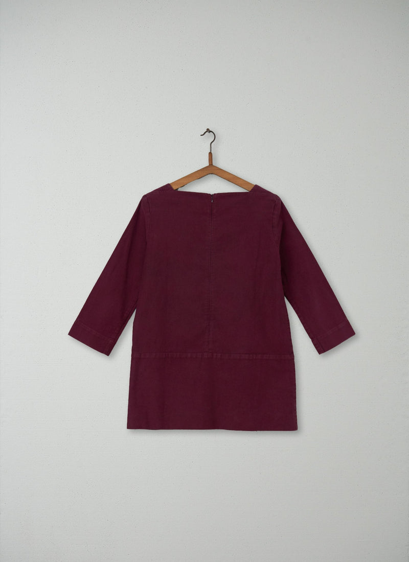 Reworn Bedford Cord Tunic Size 8 (083) | Berry