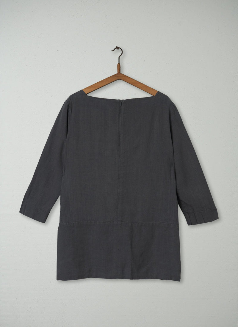 Reworn Linen Tunic Size 12 (159) | Charcoal