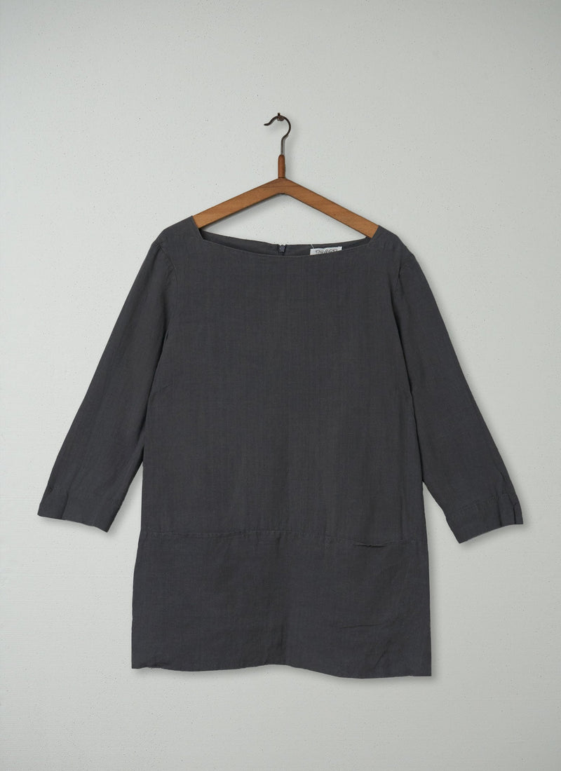 Reworn Linen Tunic Size 12 (159) | Charcoal