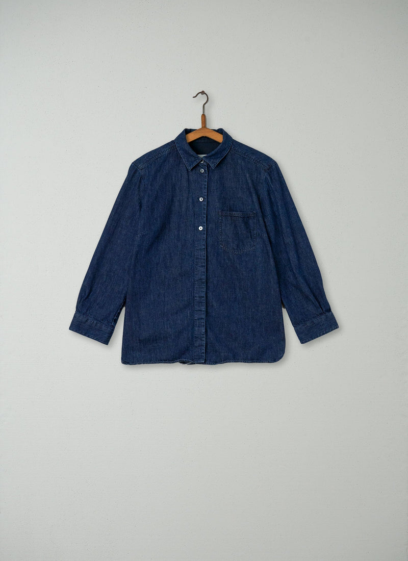 Reworn Denim Easy Shirt Size 12 (094) | Indigo