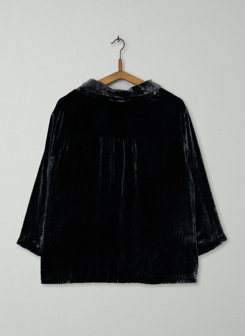 Reworn Silk Velvet Jacket Size 18 (733) | Grey