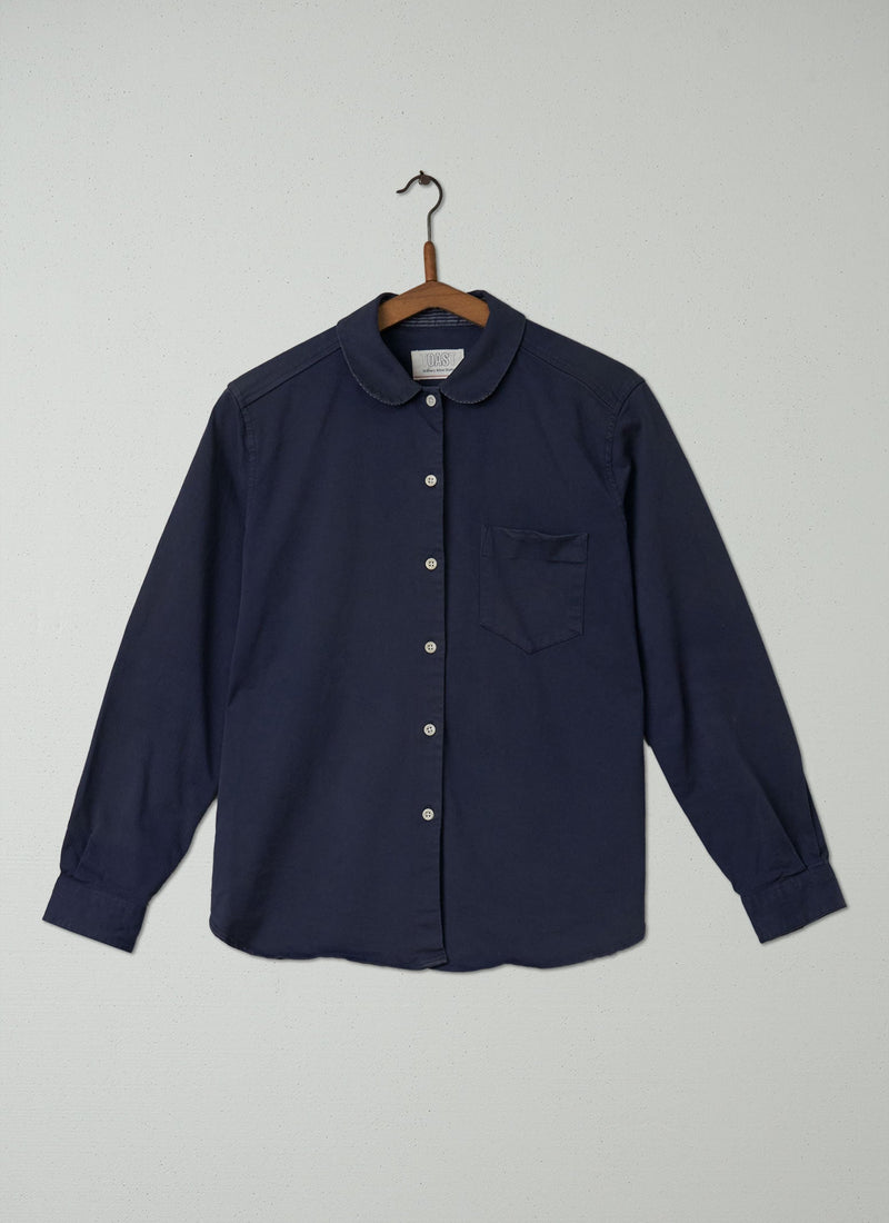 Reworn Cotton Twill Shirt Size 10 (151) | Navy