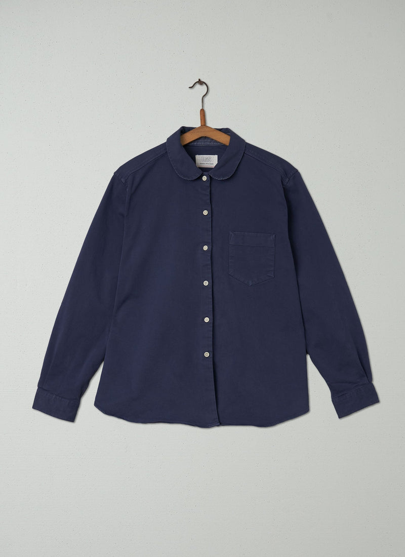 Reworn Cotton Twill Shirt Size 14 (164) | Navy