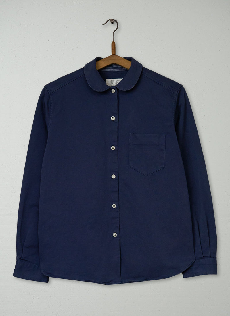 Reworn Cotton Twill Shirt Size 6 (907) | Blue