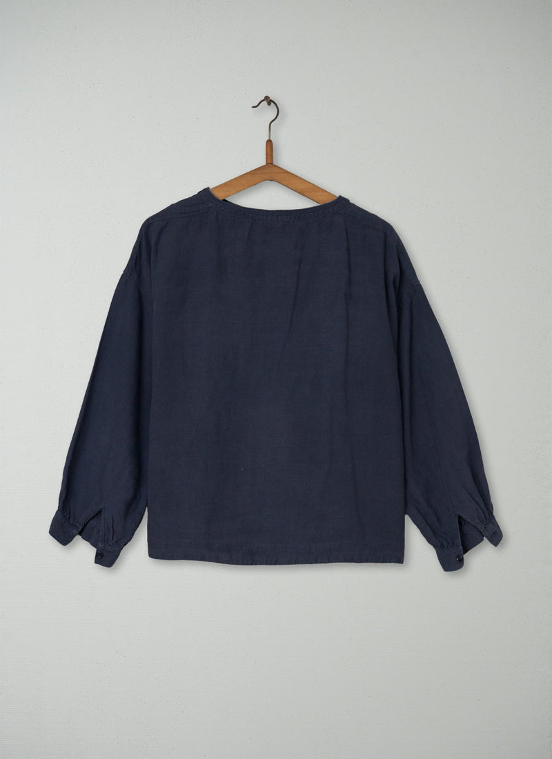 Reworn Linen Smock Top Size 8 (039) | Indigo