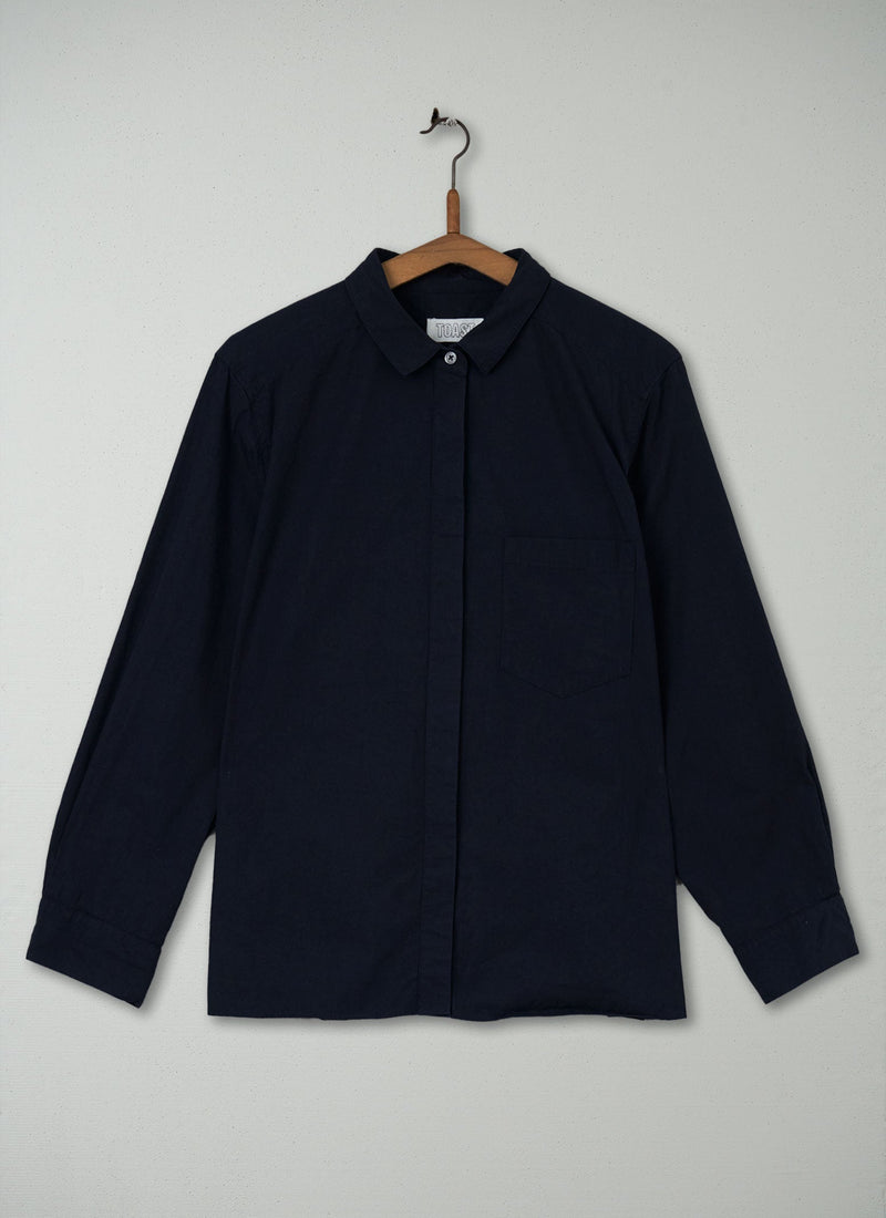 Reworn Cotton Poplin Shirt Size 14 (232) | Navy