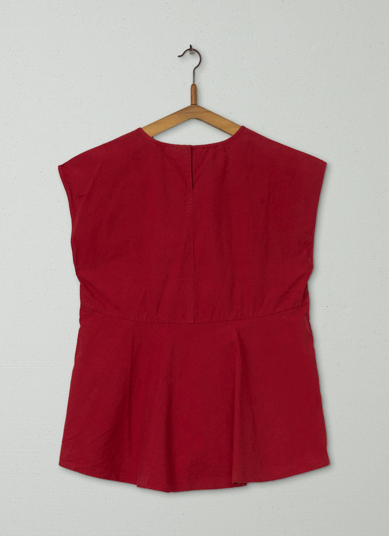 Reworn Cotton Poplin Swing Back Top Size 10 (663) | Red
