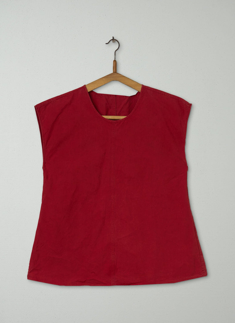 Reworn Cotton Poplin Swing Back Top Size 10 (663) | Red