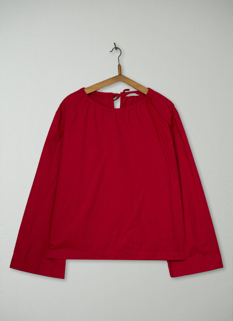 Reworn Poplin Drawstring Top Size 14 (1138) | Red