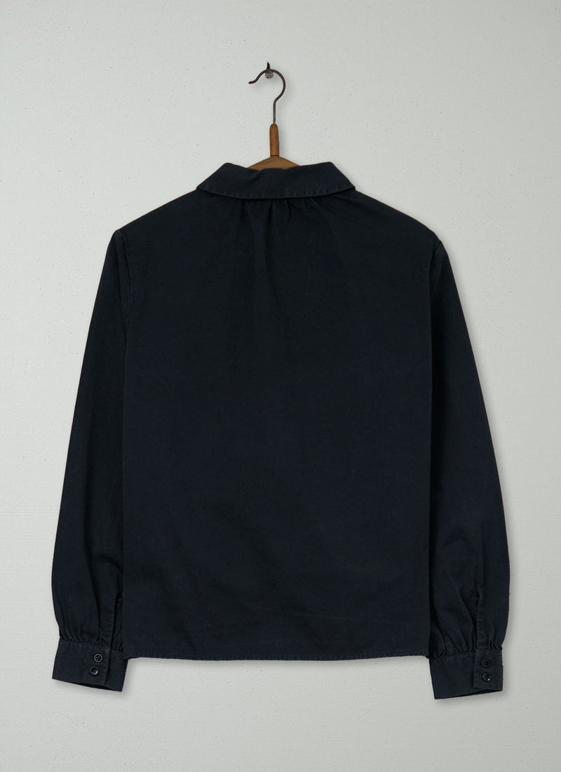 Reworn Cotton Twill Pull On Shirt Size 8 (758) | Black