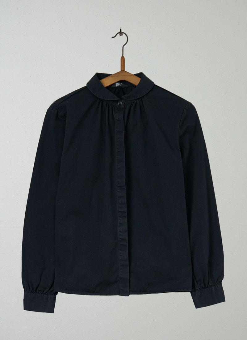 Reworn Cotton Twill Pull On Shirt Size 8 (758) | Black