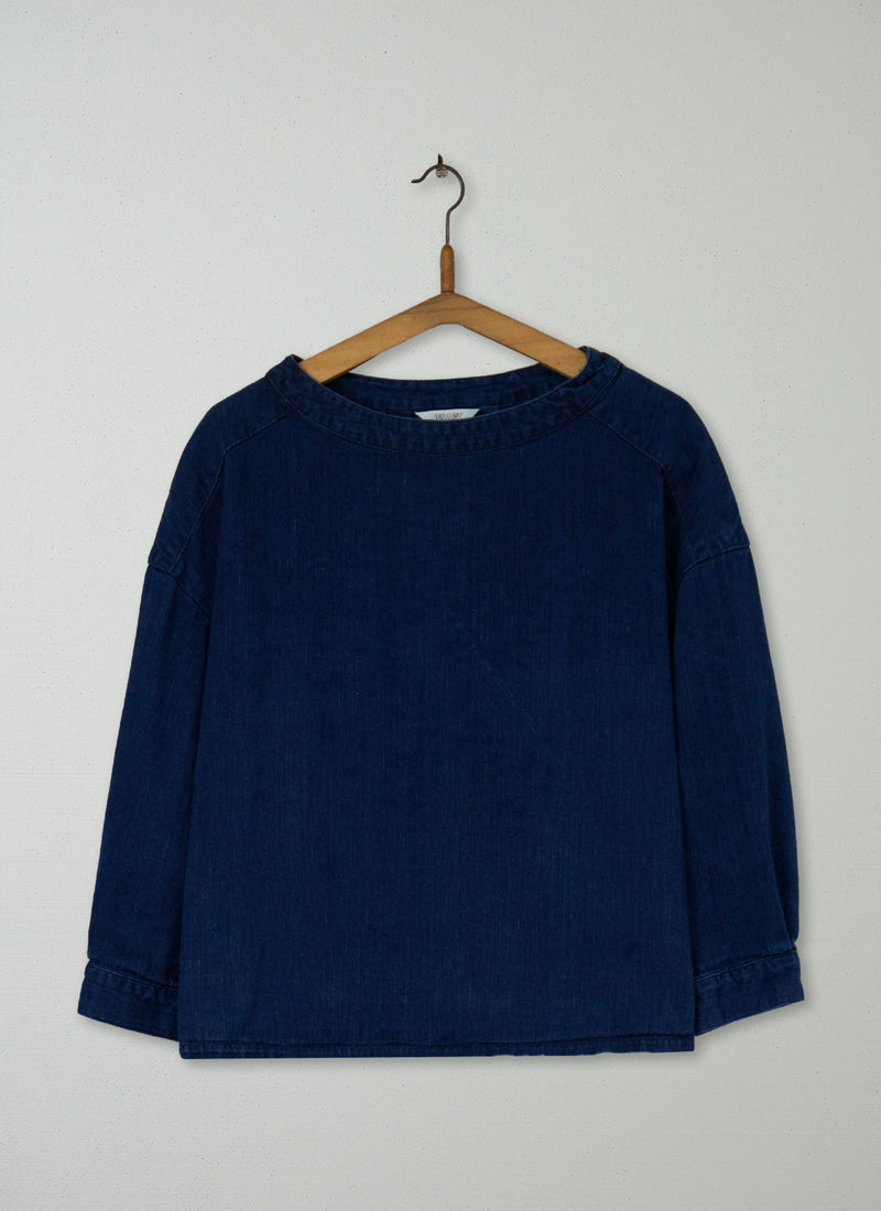 Reworn Indigo Smock Top Size 12 (757) | Indigo