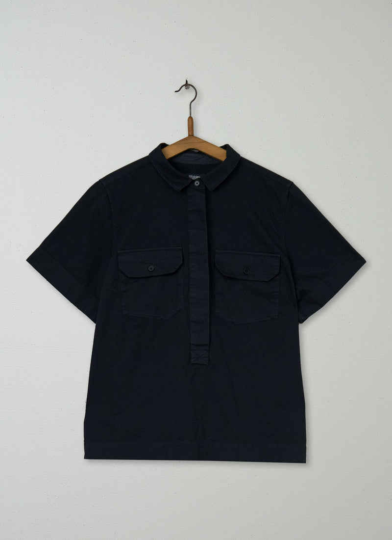 Reworn Cotton Twill Short Sleeve Shirt Size 14 (752) | Black