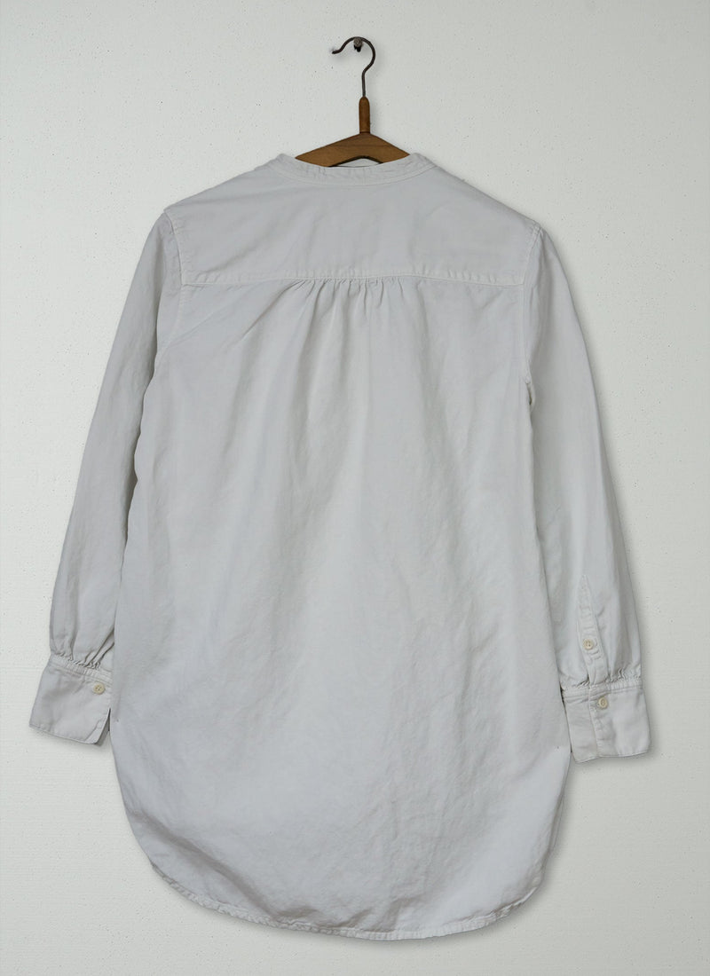 Reworn Cotton Linen Twill Long Shirt Size 8 (1072) | Off White
