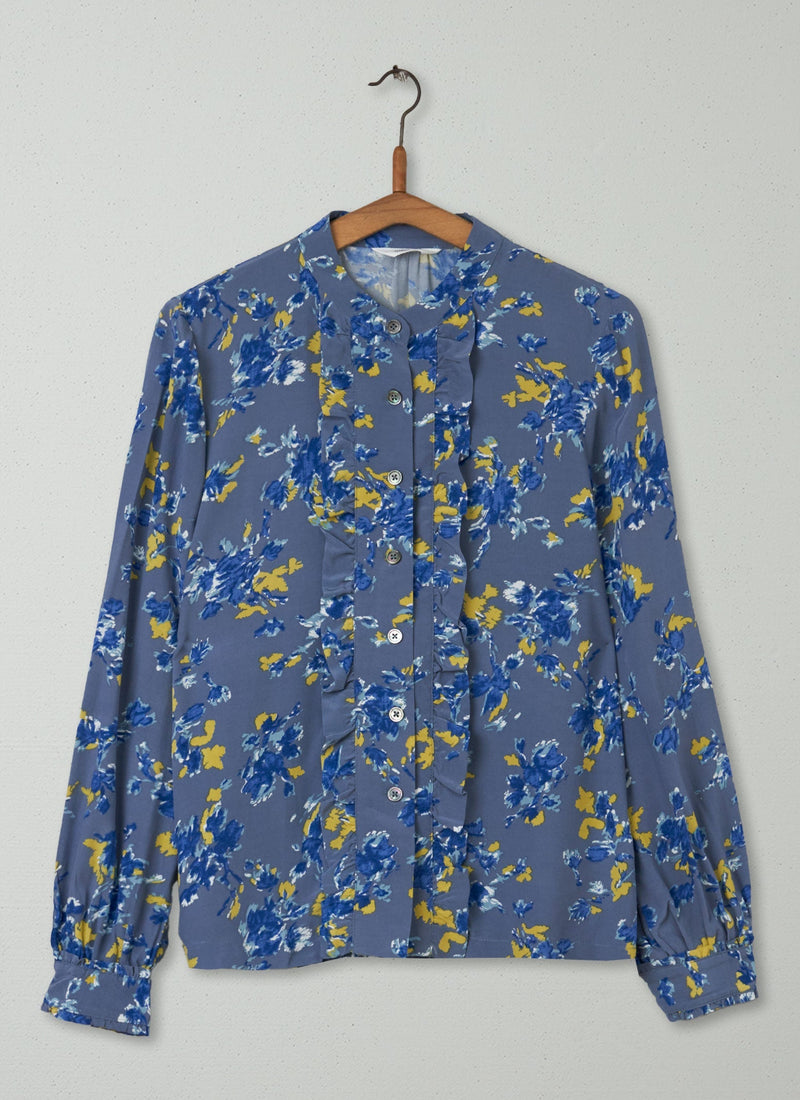 Reworn Floral Ruffle Shirt Size 6 (261) | Multi