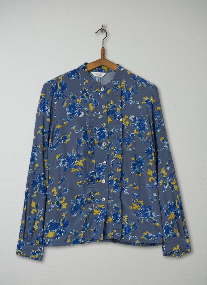 Reworn Floral Ruffle Shirt Size 6 (632) | Multi