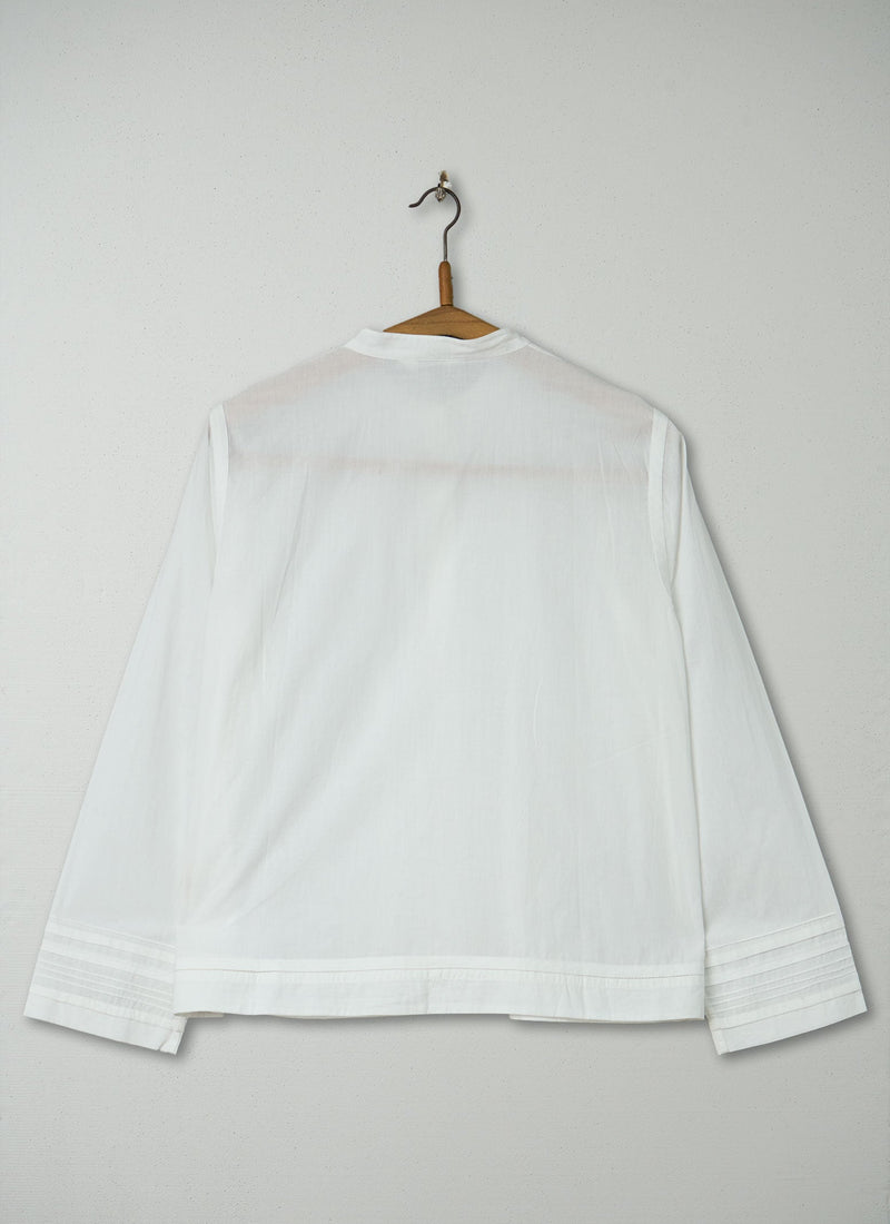 Reworn Pin Tuck Shirt Size 6 (1011) | White