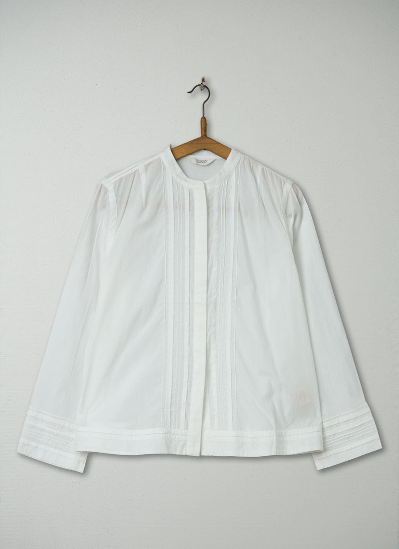 Reworn Pin Tuck Shirt Size 6 (1011) | White