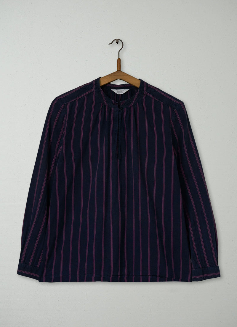 Reworn Stripe Cotton Voile Shirt Size 12 (923) | Multi