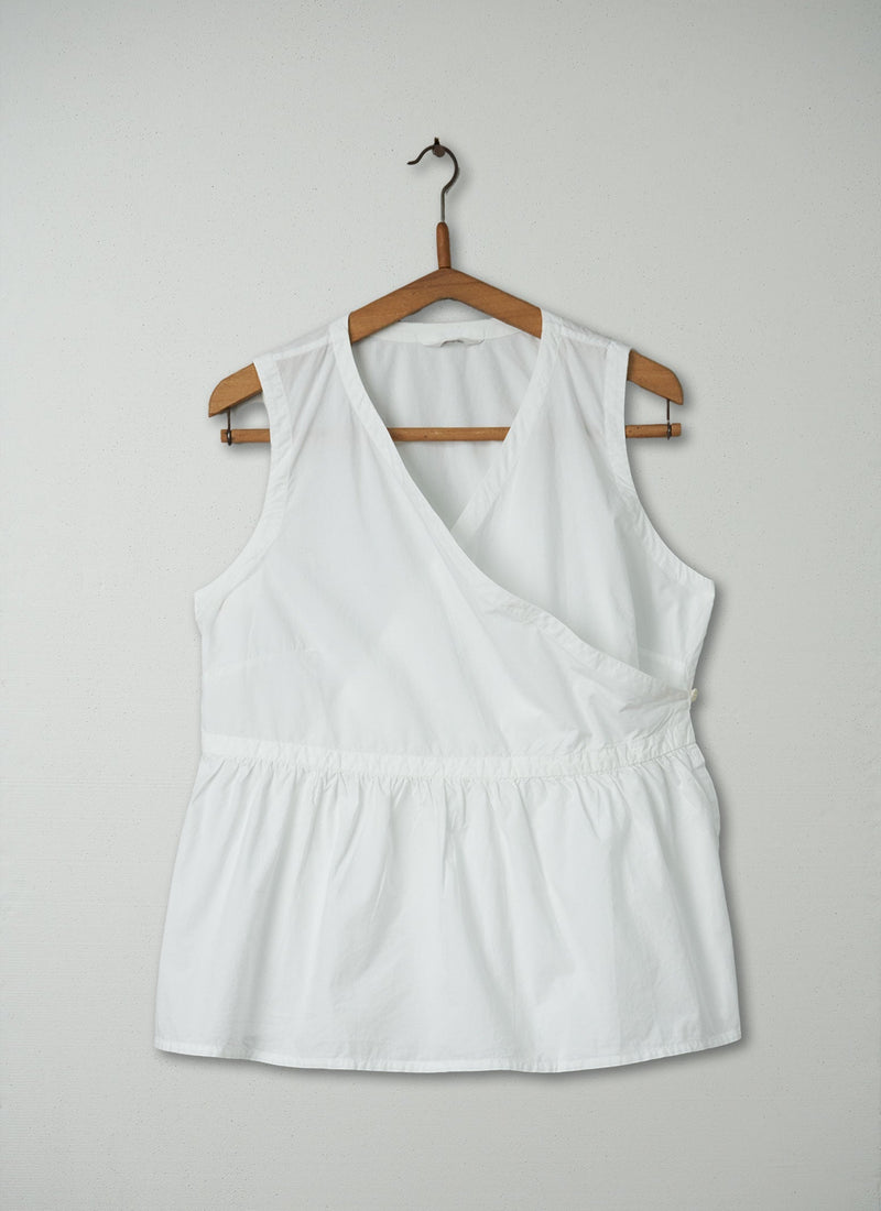 Reworn Poplin Wrap Top Size 12 (195) | White