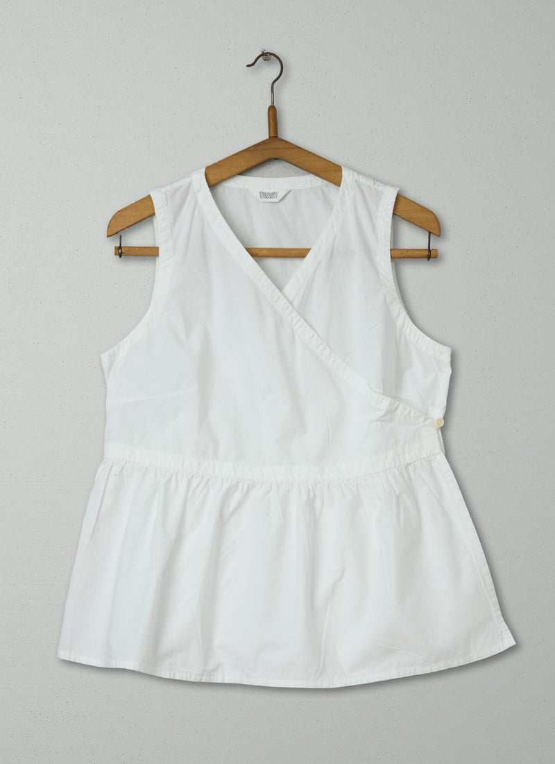 Reworn Poplin Wrap Top Size 16 (633) | White
