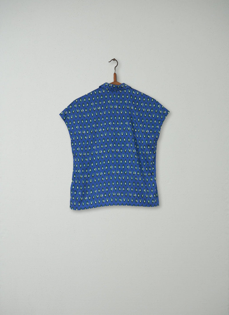 Reworn Paisley Print Top Size 8 (110) | Sky Blue