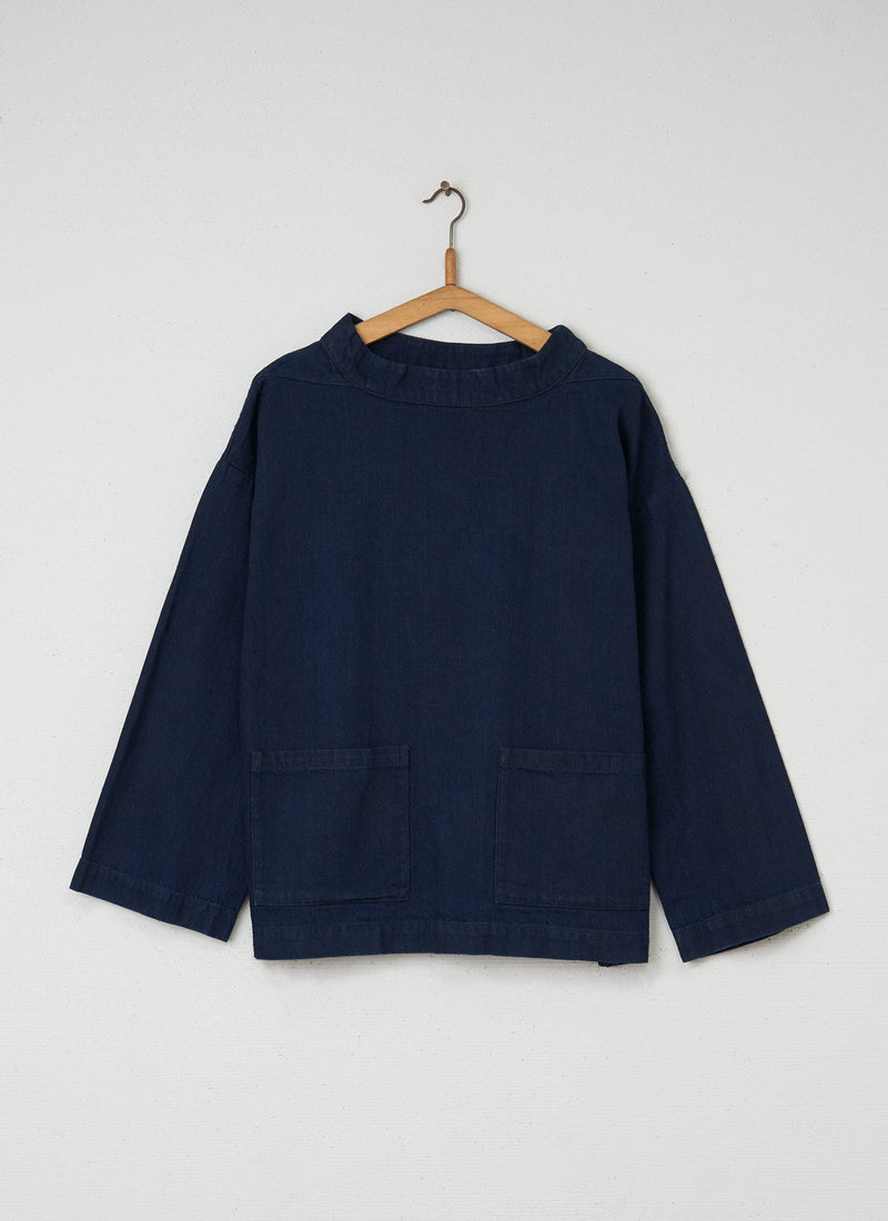 Reworn Indigo Twill Smock Size M (047) | Indigo
