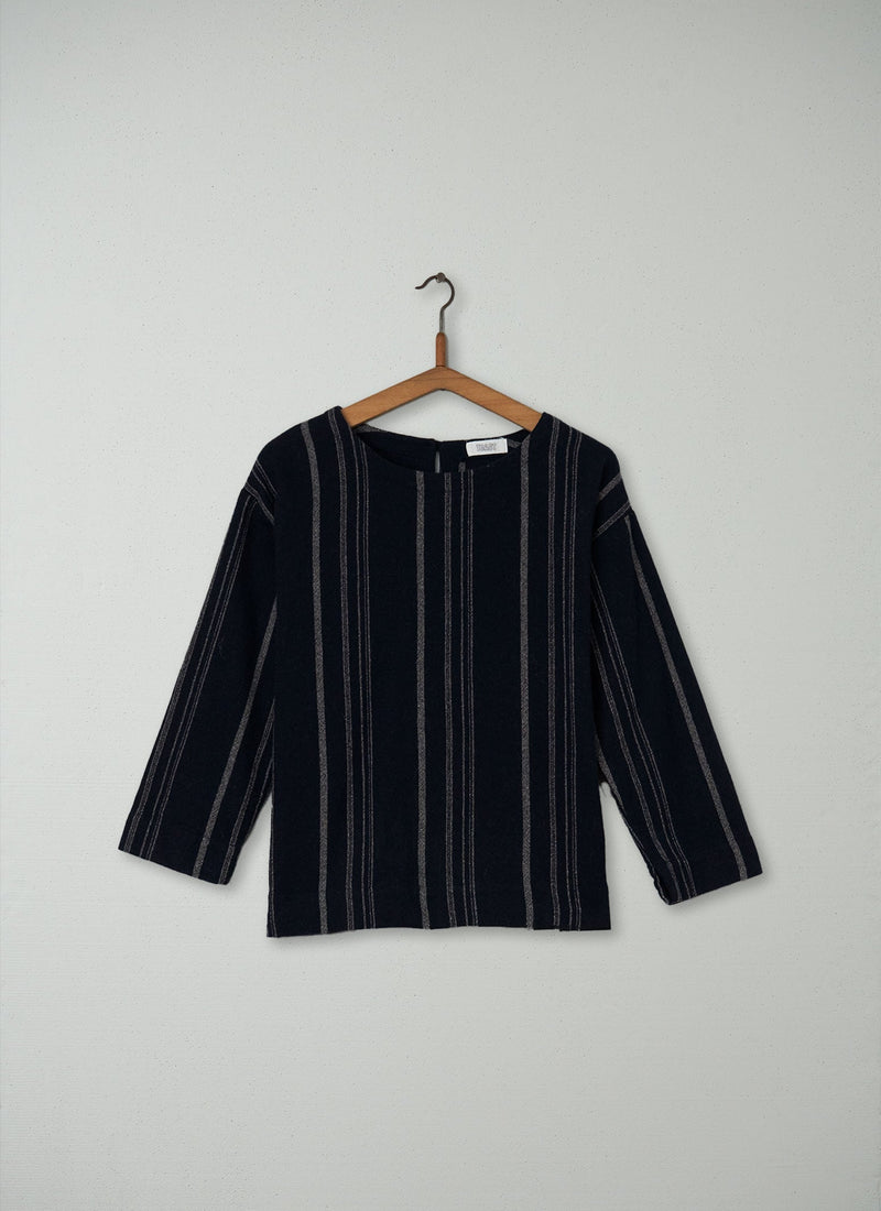 Reworn Stripe Tunic Size 10 (112) | Navy/Ecru