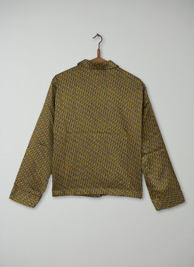 Reworn Scallop Print PJ Shirt Size 10 (086) | Golden Olive