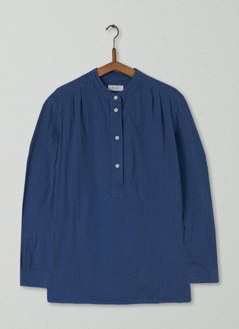 Reworn Stripe Cotton Shirt Size 6 (704) | Blue