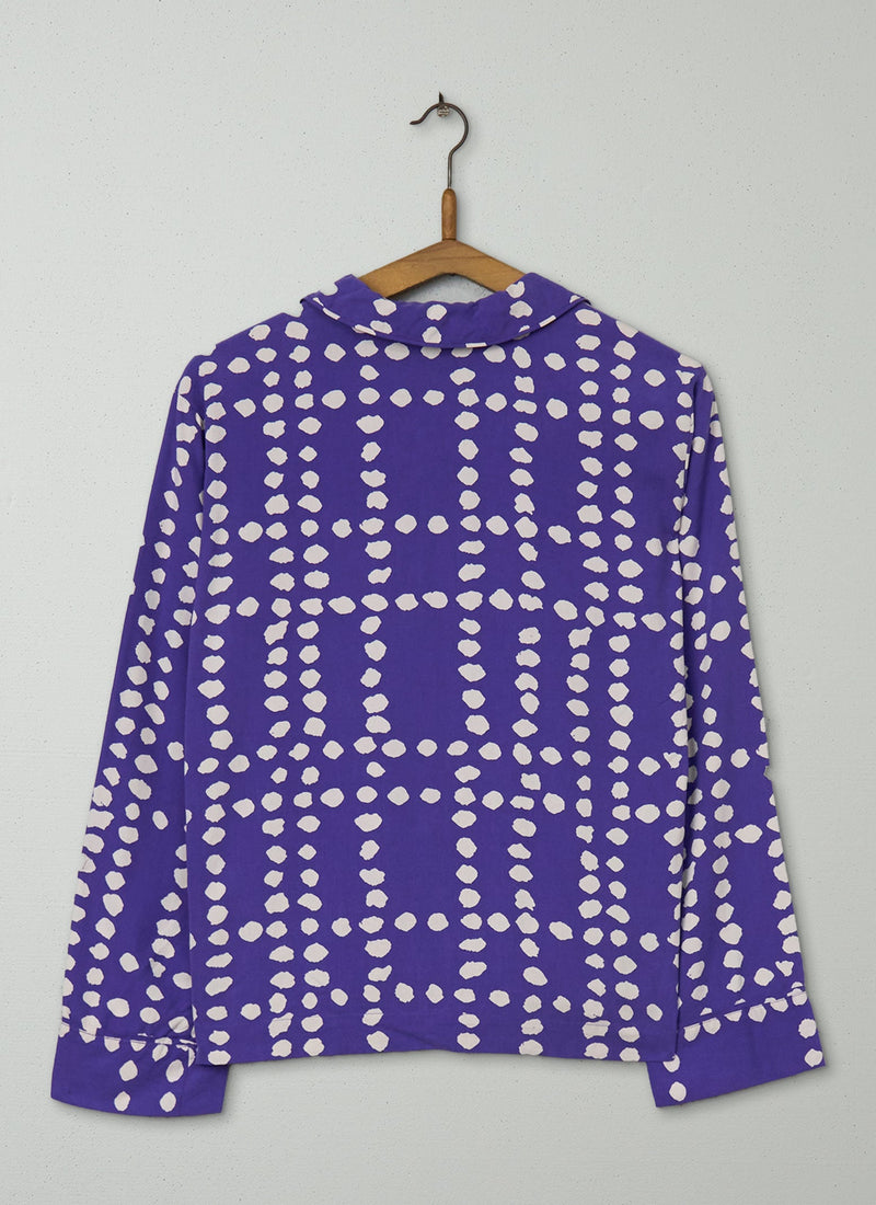 Reworn Silk Spot PJ Shirt Size 6 (642) | Violet