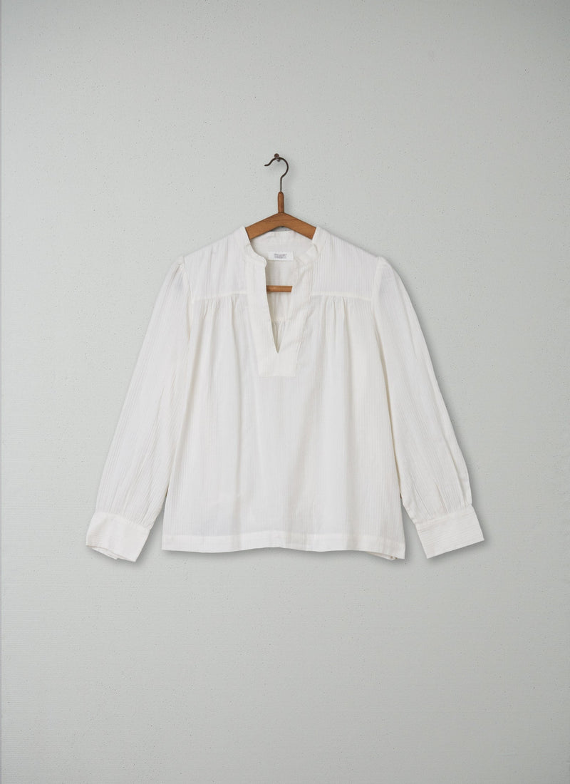 Reworn Herringbone Cotton Shirt Size 10 (065) | Ecru
