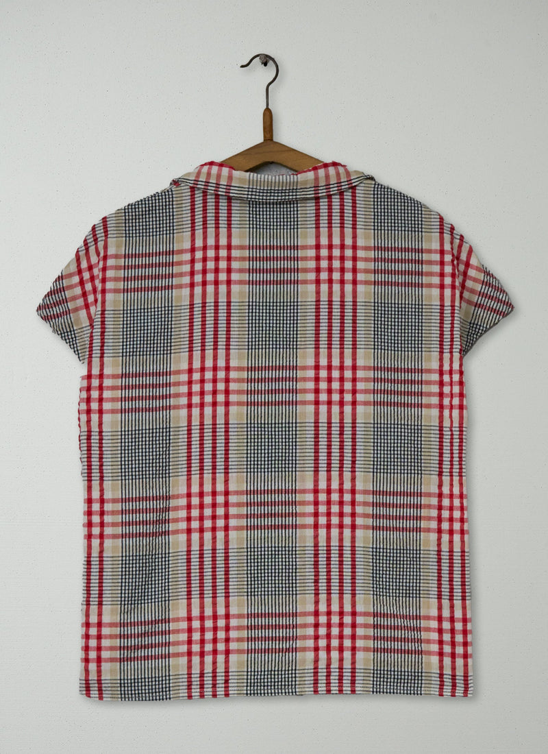 Reworn Seersucker Check Shirt Size 16 (865) | Multi