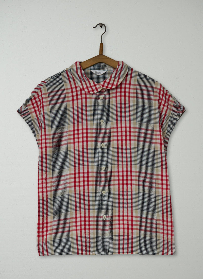 Reworn Seersucker Check Shirt Size 16 (865) | Multi