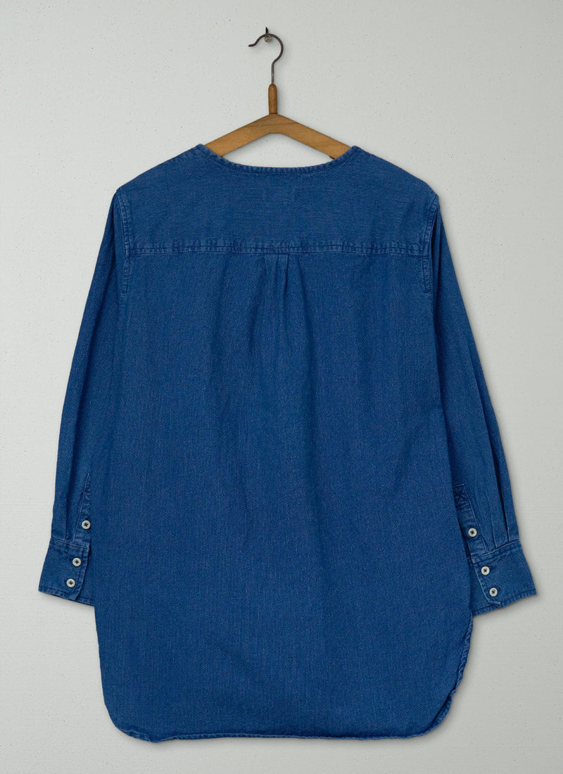 Reworn French Stripe Cotton Shirt Size 16 (662) | Blue