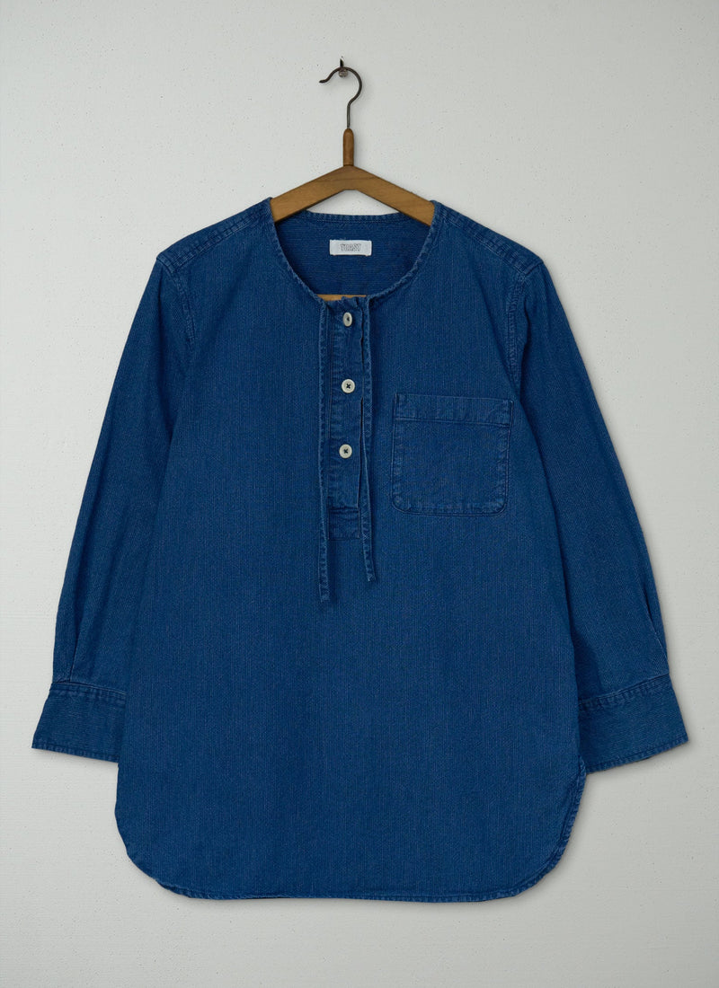 Reworn French Stripe Cotton Shirt Size 16 (662) | Blue