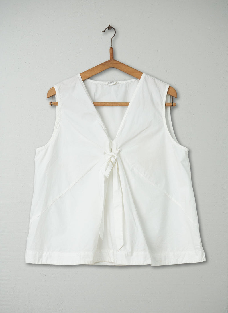 Reworn Tie Front Vest Size 14 (213) | White