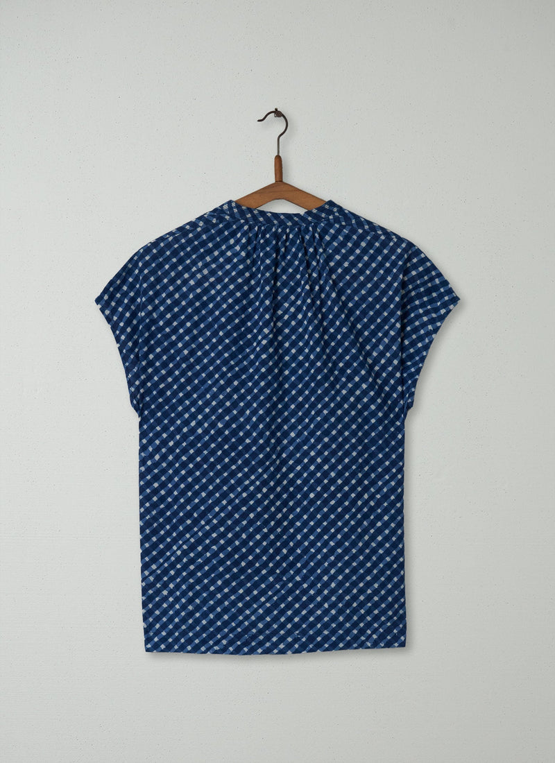 Reworn Lattice Print Shirt Size 12 (153) | Blue