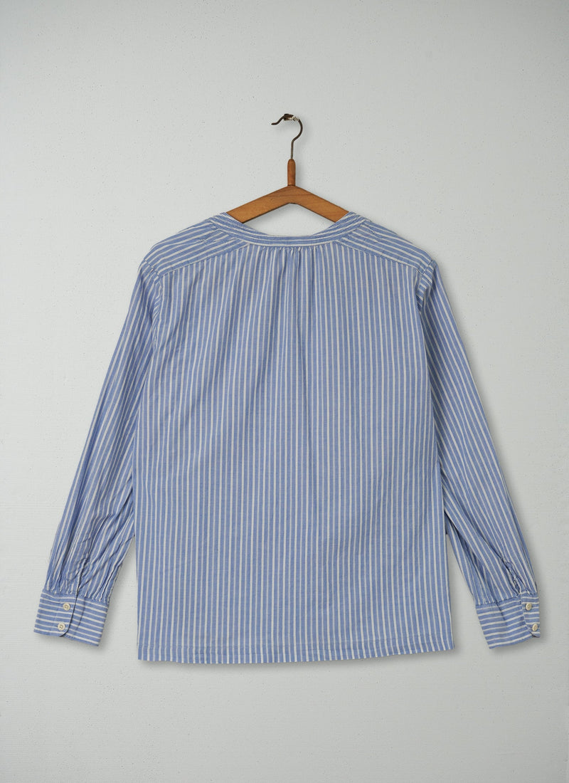 Reworn Stripe Cotton Shirt Size 12 (220) | Blue