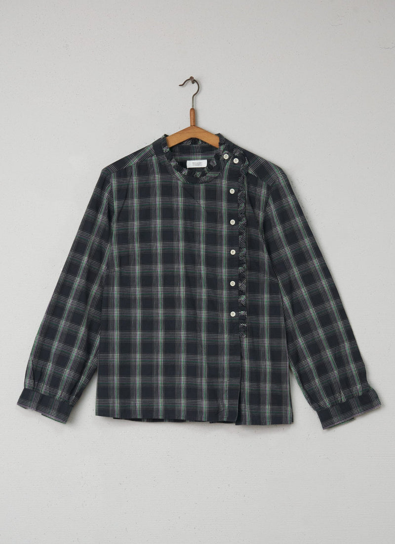 Reworn Check Cotton Ruffle Shirt Size 18 (760) | Multi