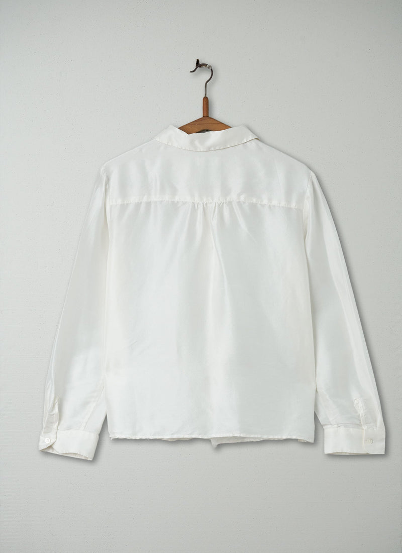 Reworn Silk Dupion Ruffle Shirt Size 12 (249) | Egg Shell