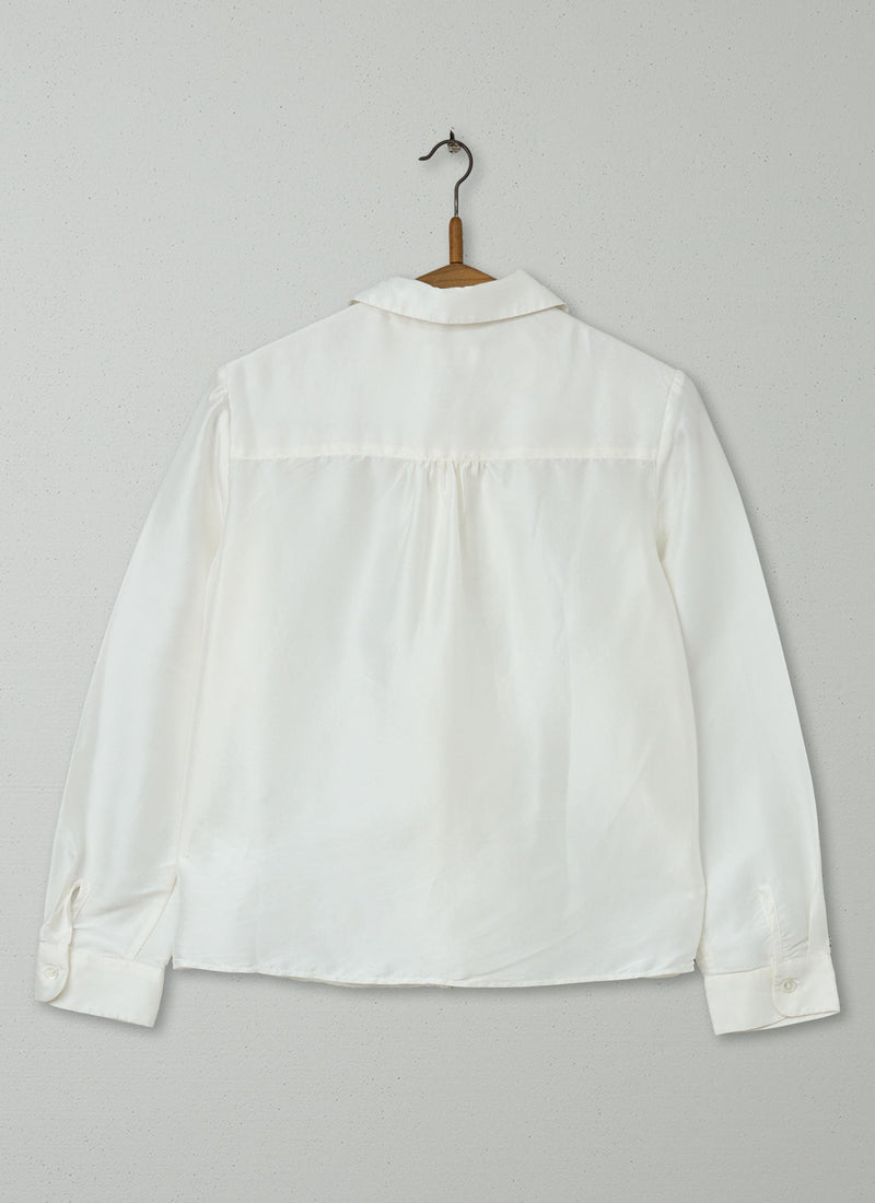 Reworn Silk Dupion Ruffle Shirt Size 6 (840) | Egg Shell