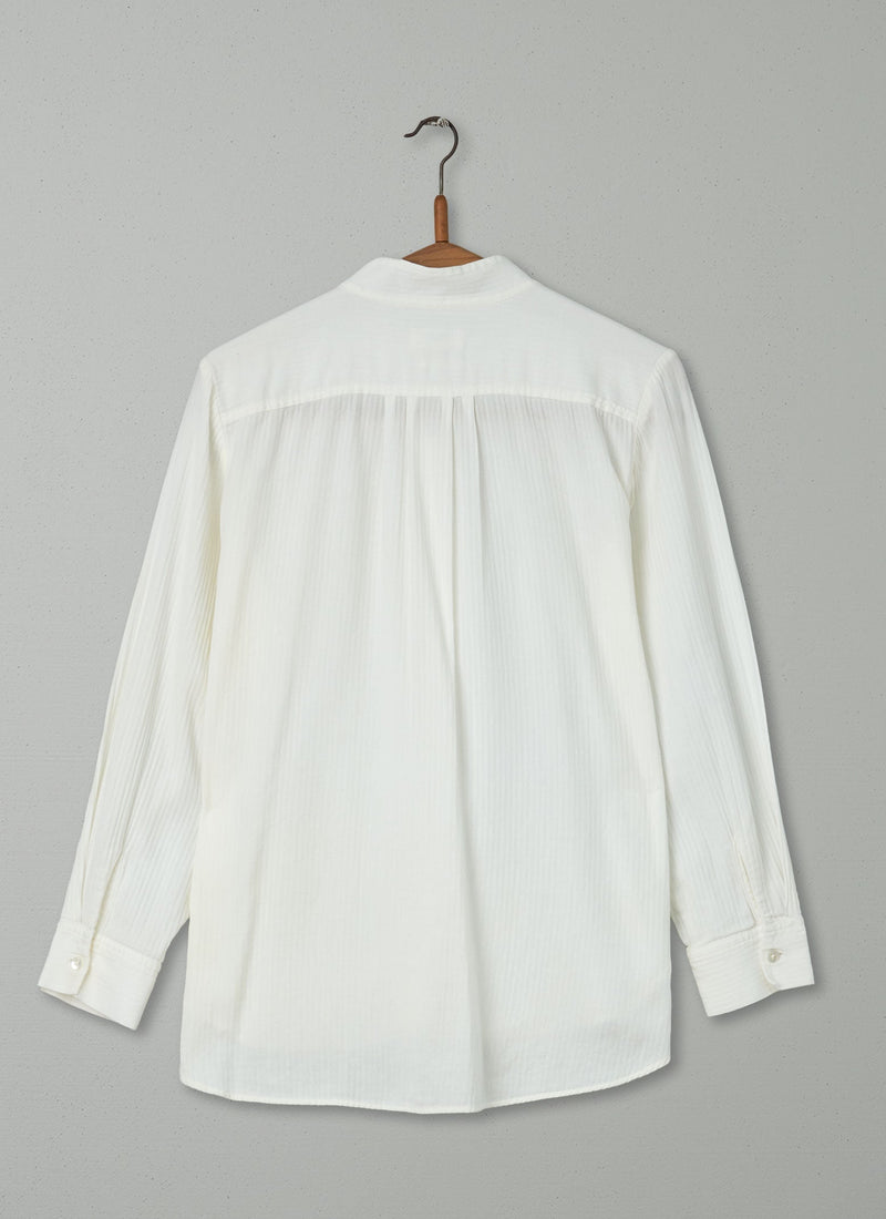 Reworn Cotton Herringbone Shirt Size 8 (244) | Ecru