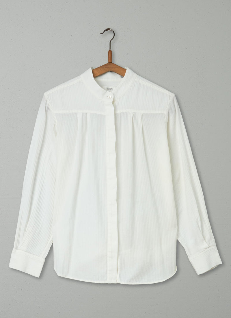 Reworn Cotton Herringbone Shirt Size 8 (244) | Ecru