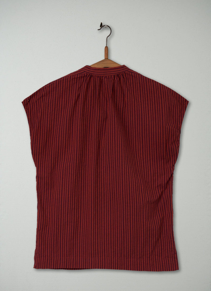Reworn Rail Stripe Cotton Shirt Size 8 (239) | Plum