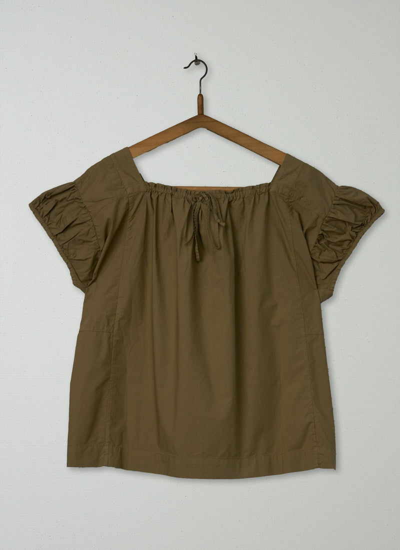 Reworn Cotton Poplin Top Size 10 (1238) | Taupe