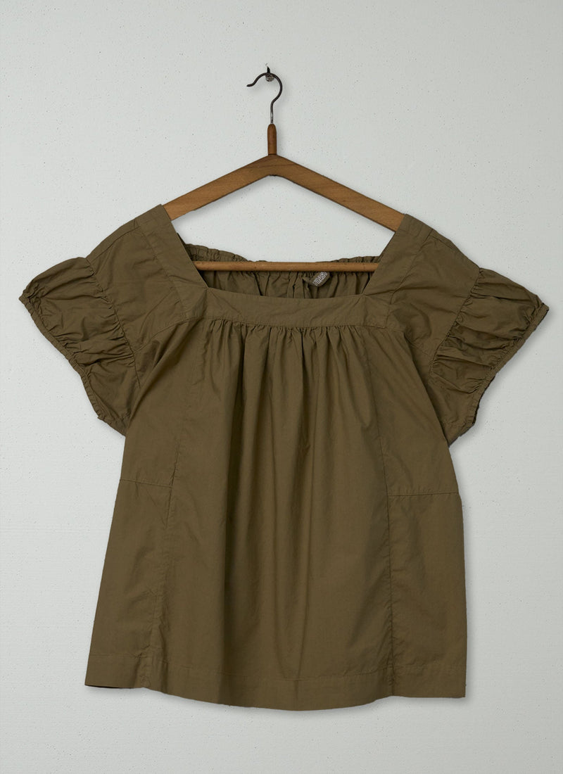 Reworn Cotton Poplin Top Size 6 (631) | Taupe