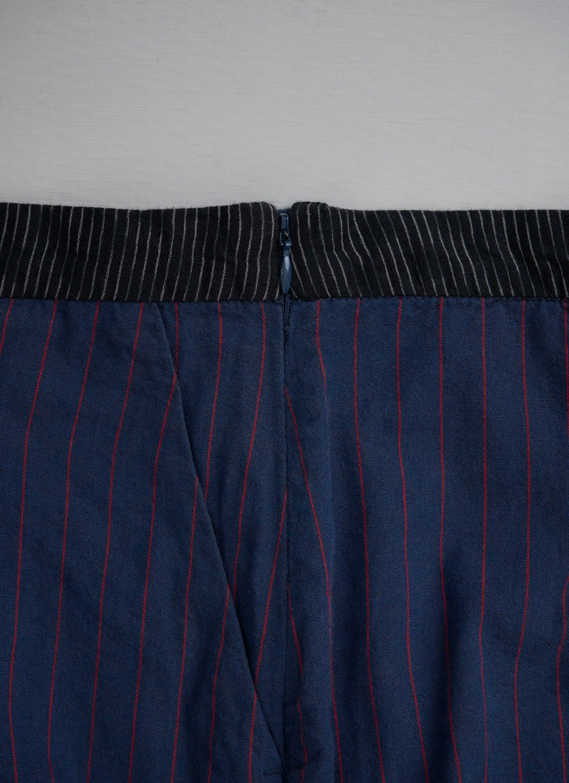 Reworn Stripe Culottes Size 8 (074) | Indigo