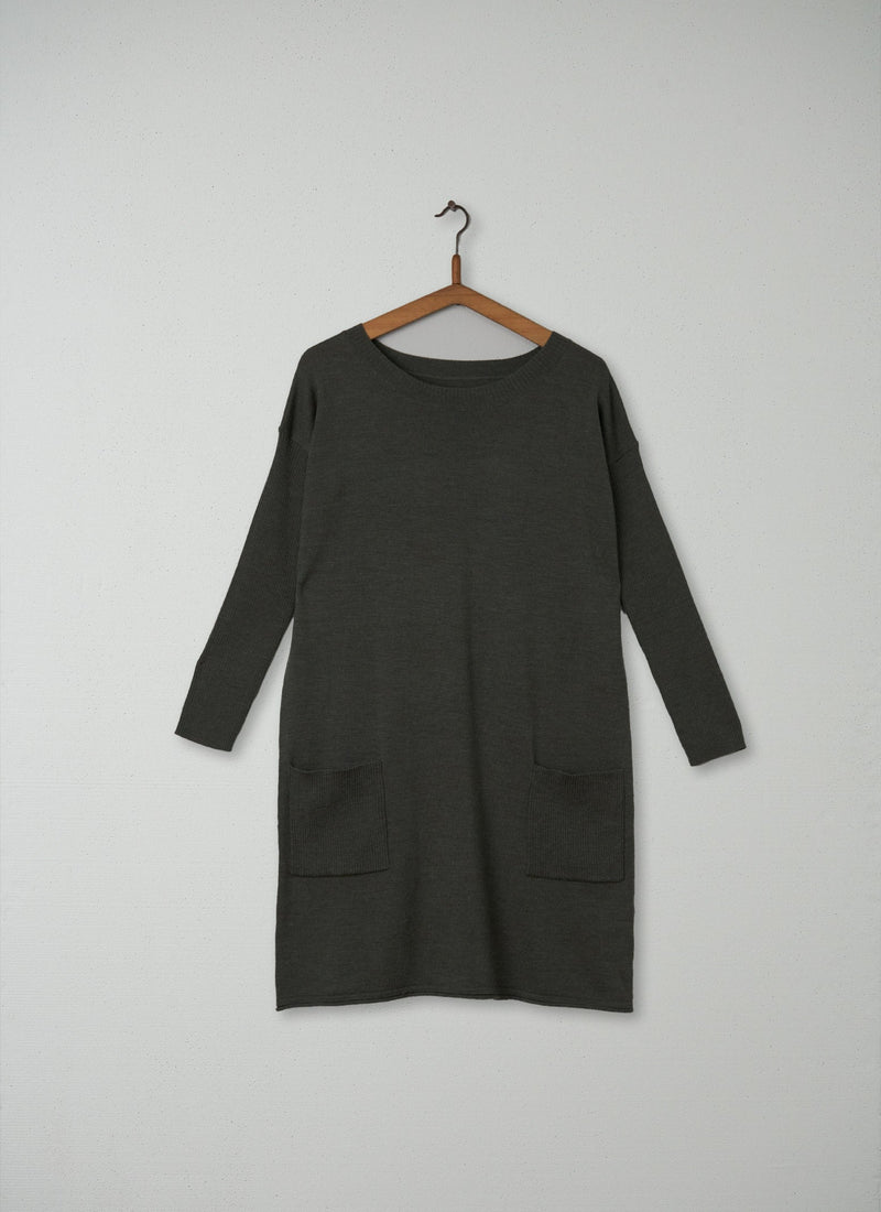 Reworn Merino Sweater Dress Size 10 (133) | Khaki